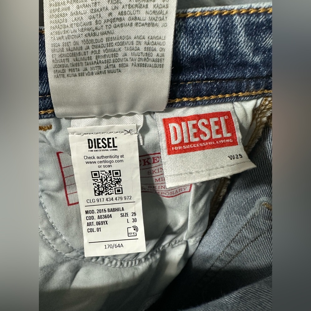DIESEL Babhila Mid Rise Skinny Jeans 2015 5 Pocket Light Medium Blue Women’s 25 - Picture 8 of 13